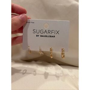 SUGARFIX Baublebar Set of Gold-Tone Hoop Earrings NWT